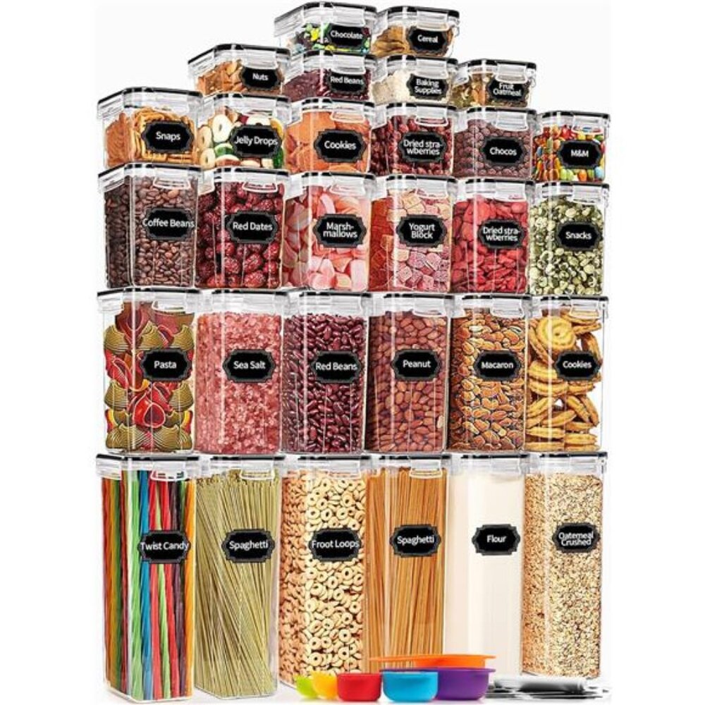 30 Pack Airtight Food Storage Containers for Kitchen Pantry Organizers & Storage